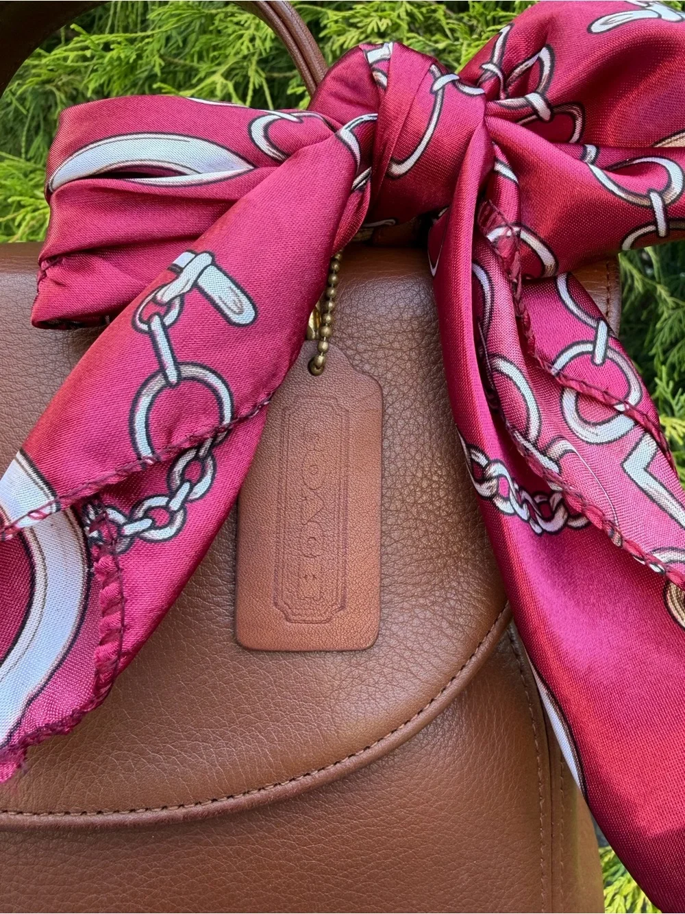 Vintage Coach SoHo Handle Bag 9951 British Tan with Scarf